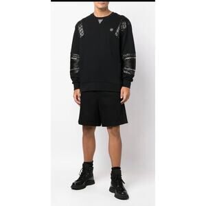 Philipp Plein Diamond Quilted Panel Sweatshirt Men’s XXL Black Luxury